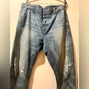 G STAR RAW: GRIP 3D Relaxed Tapered Distressed Denim